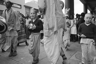 Hari Krishna devotees. Grey street. 1984
