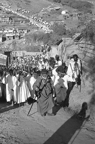 A.K. Shembe leads his followers on the anniversary of the founders death