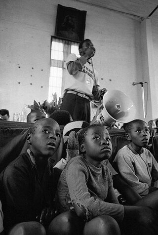 Children at protest meeting. Lamontville, Kwa-Zulu Natal