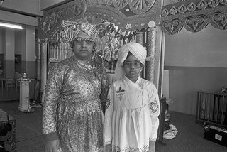 Thakor Ravjee and son. Sitap Mandil (Temple), Prince Edward street. 1986